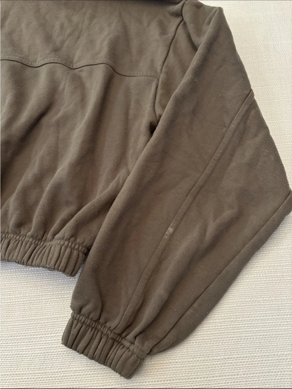 Alo Yoga Womens XS Refresh Stadium Half Zip Hoodie Brown Cropped French Terry